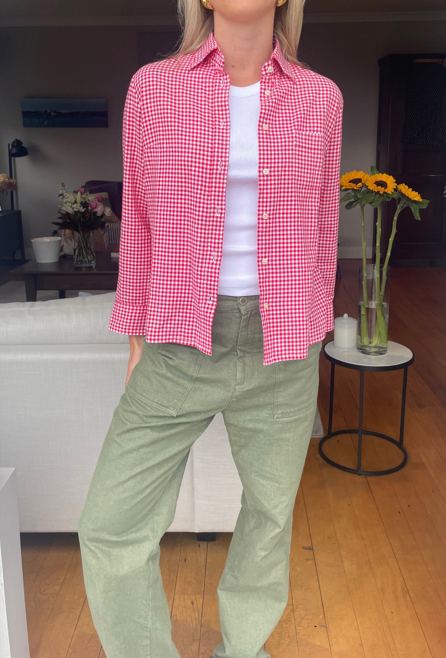 Red Gingham Cotton Shirt