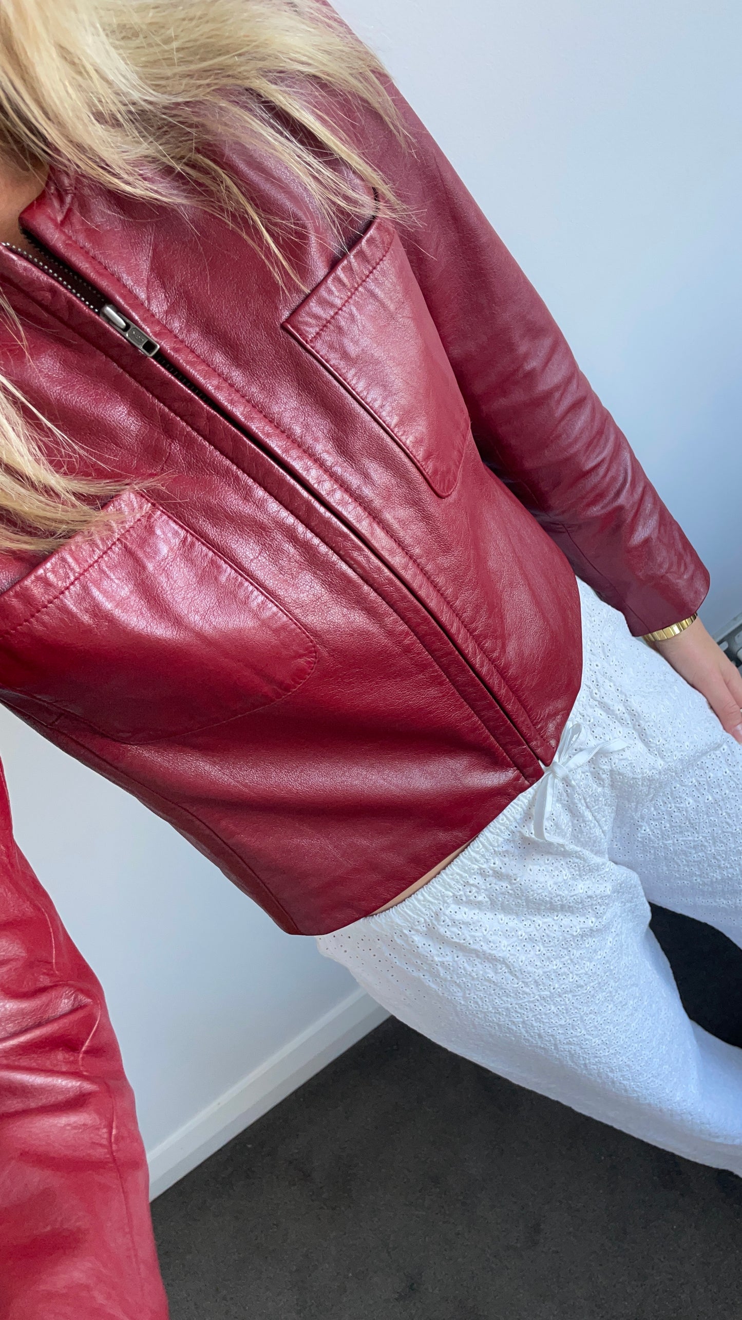 Jones NY Red Leather Jacket