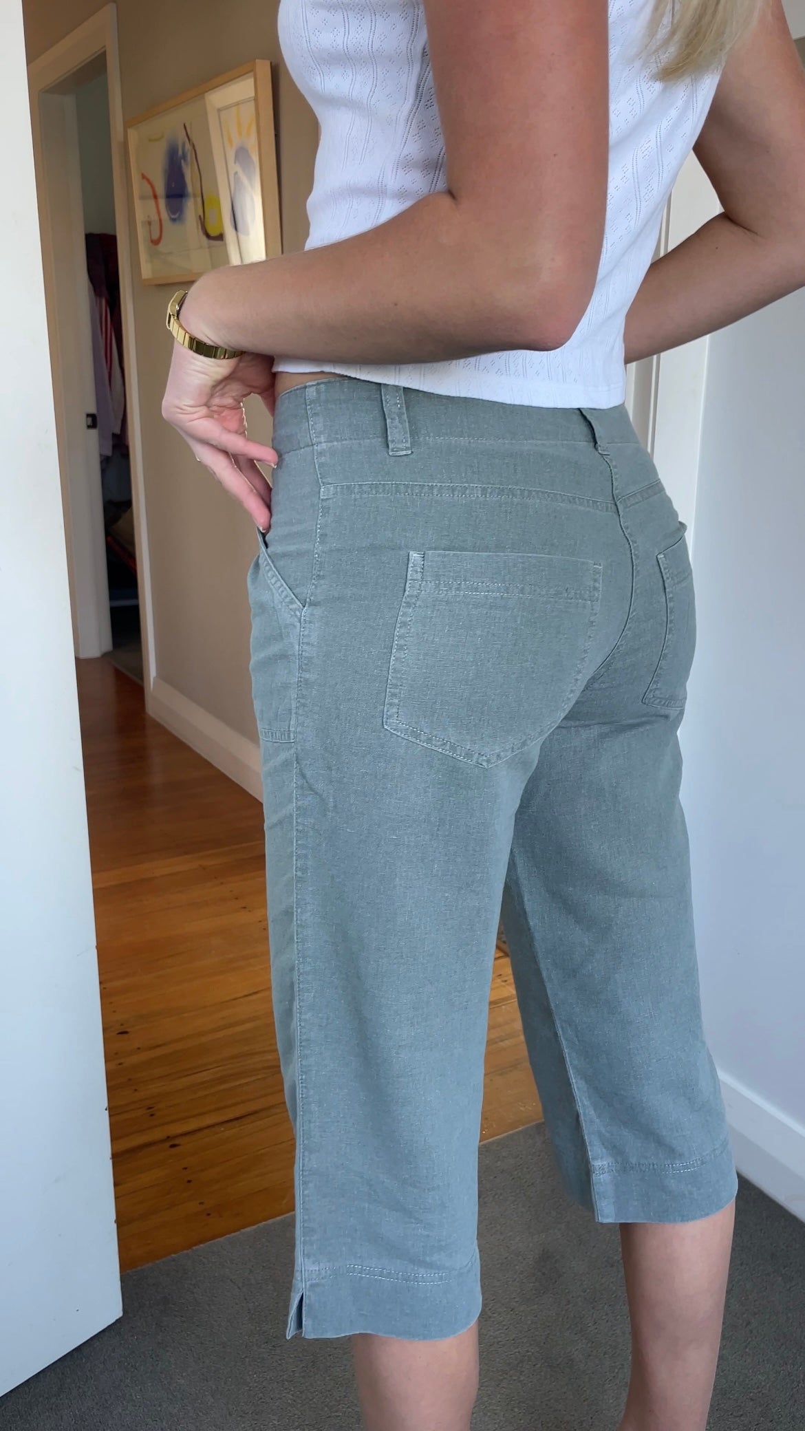 Khaki Linen Capris