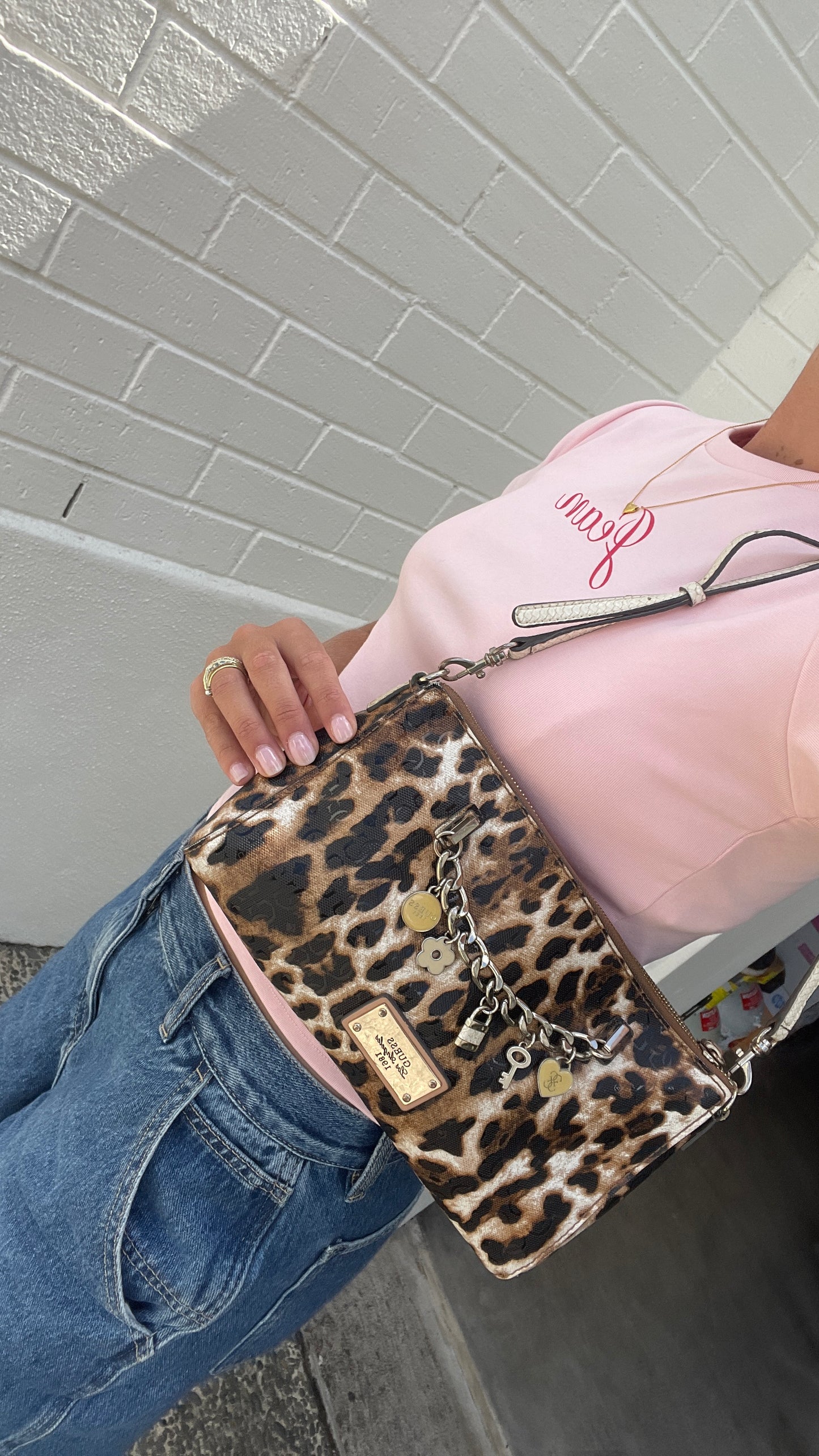 Guess Leopard Charm Bag