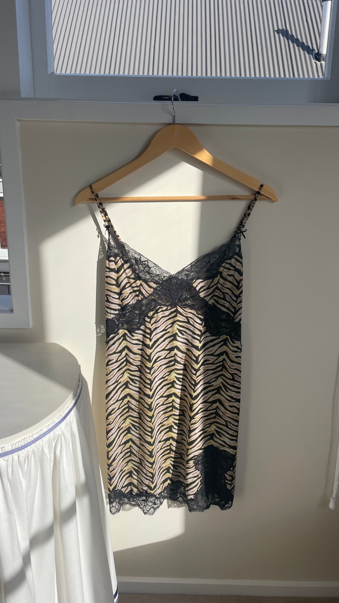 Vintage Victoria's Secret Tiger Mini Dress black lace detailing black lace him side split mini dress medium size buttery material withloveizzyg y2k glam
