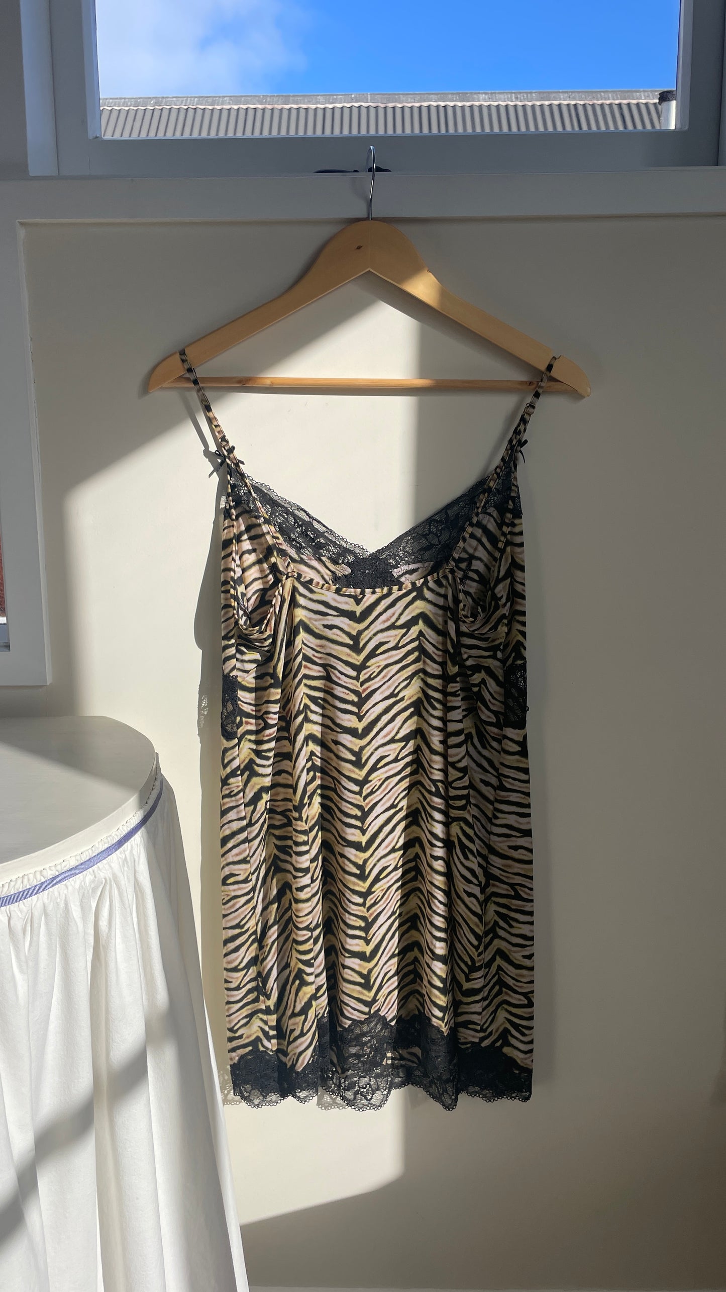 Vintage Victoria's Secret Tiger Mini Dress black lace detailing black lace him side split mini dress medium size buttery material withloveizzyg y2k glam
