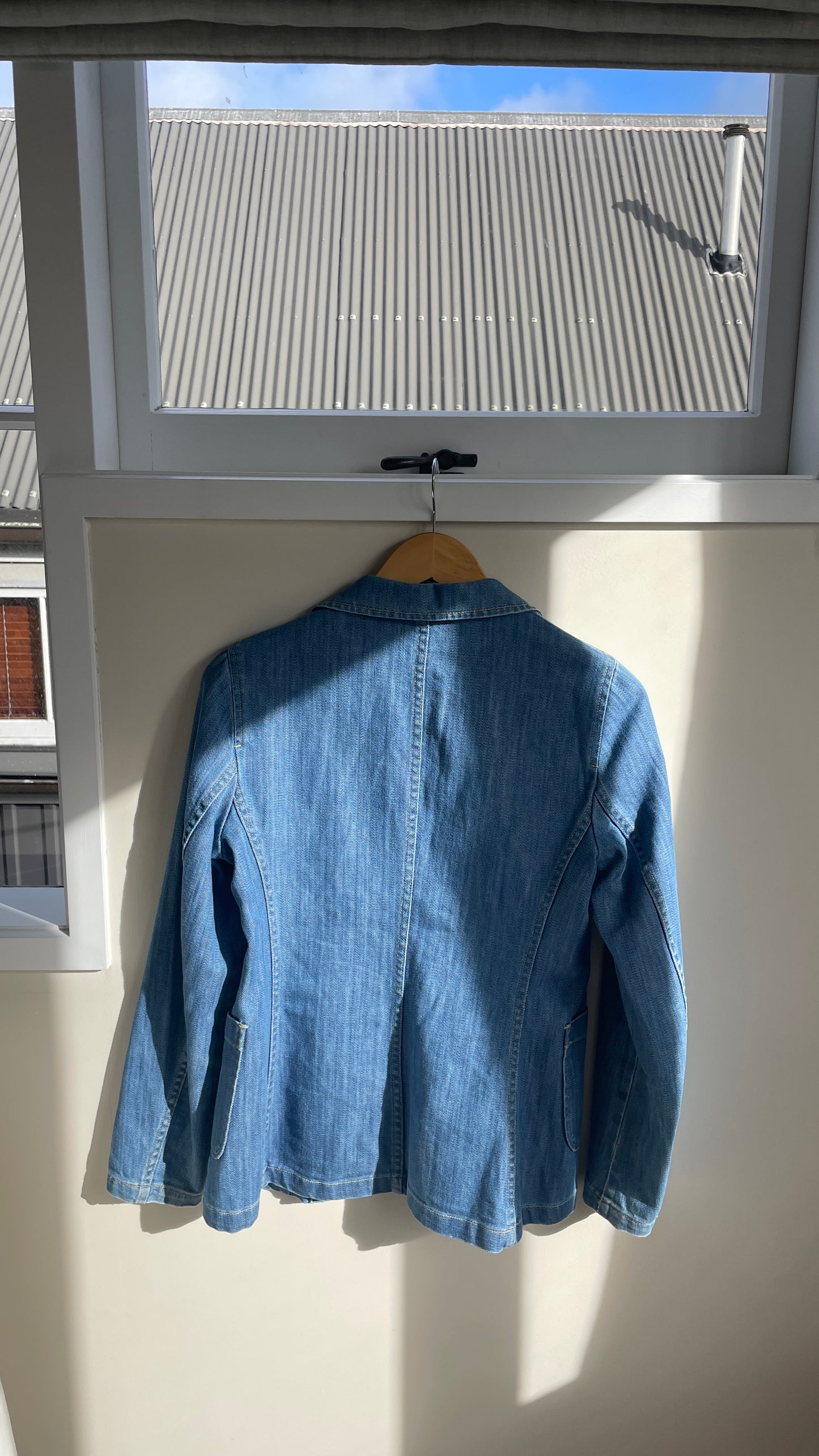 Vintage miu miu blazer denim brass buttons withloveizzyg front pockets size small