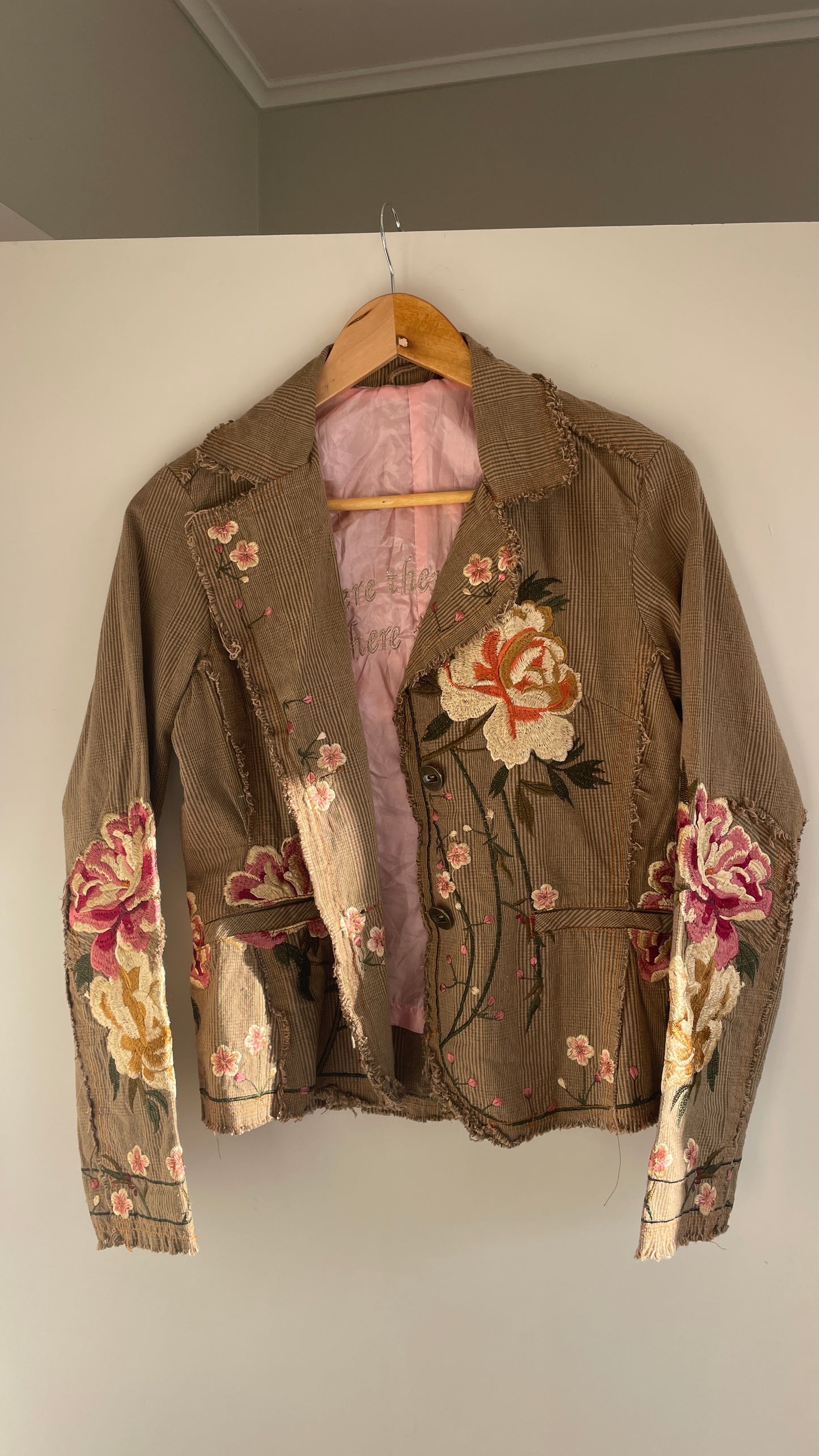 Floral Embroidered Cord Blazer