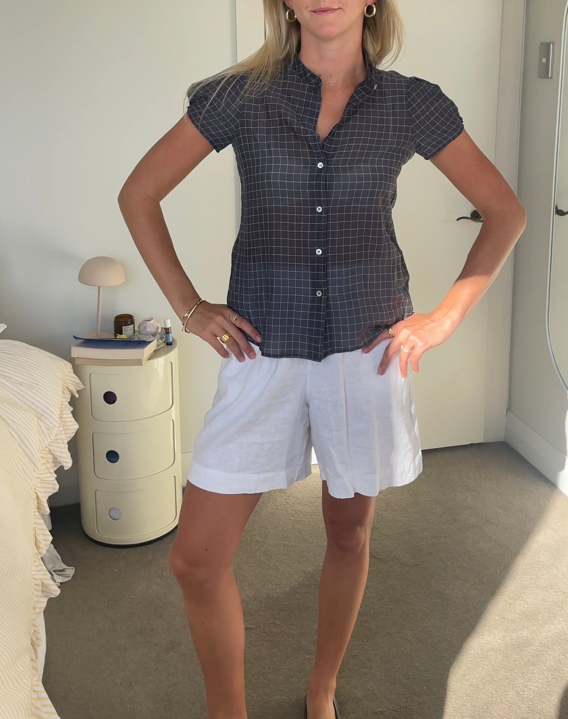 Armani Grey Check Blouse