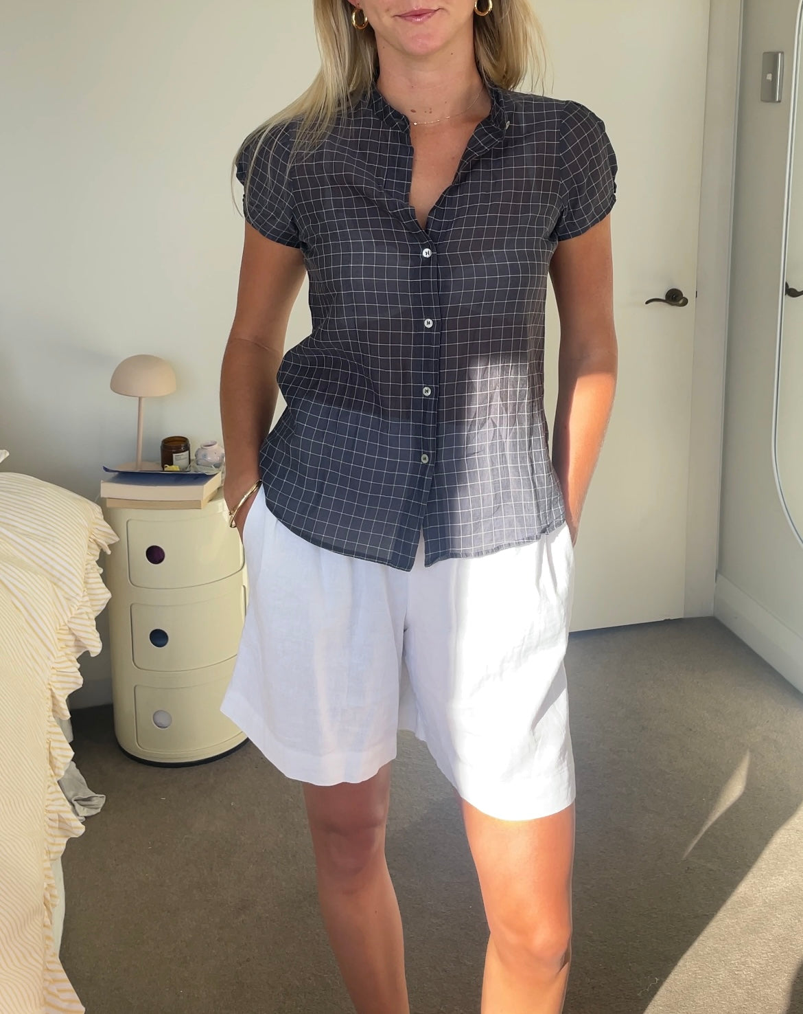 Armani Grey Check Blouse