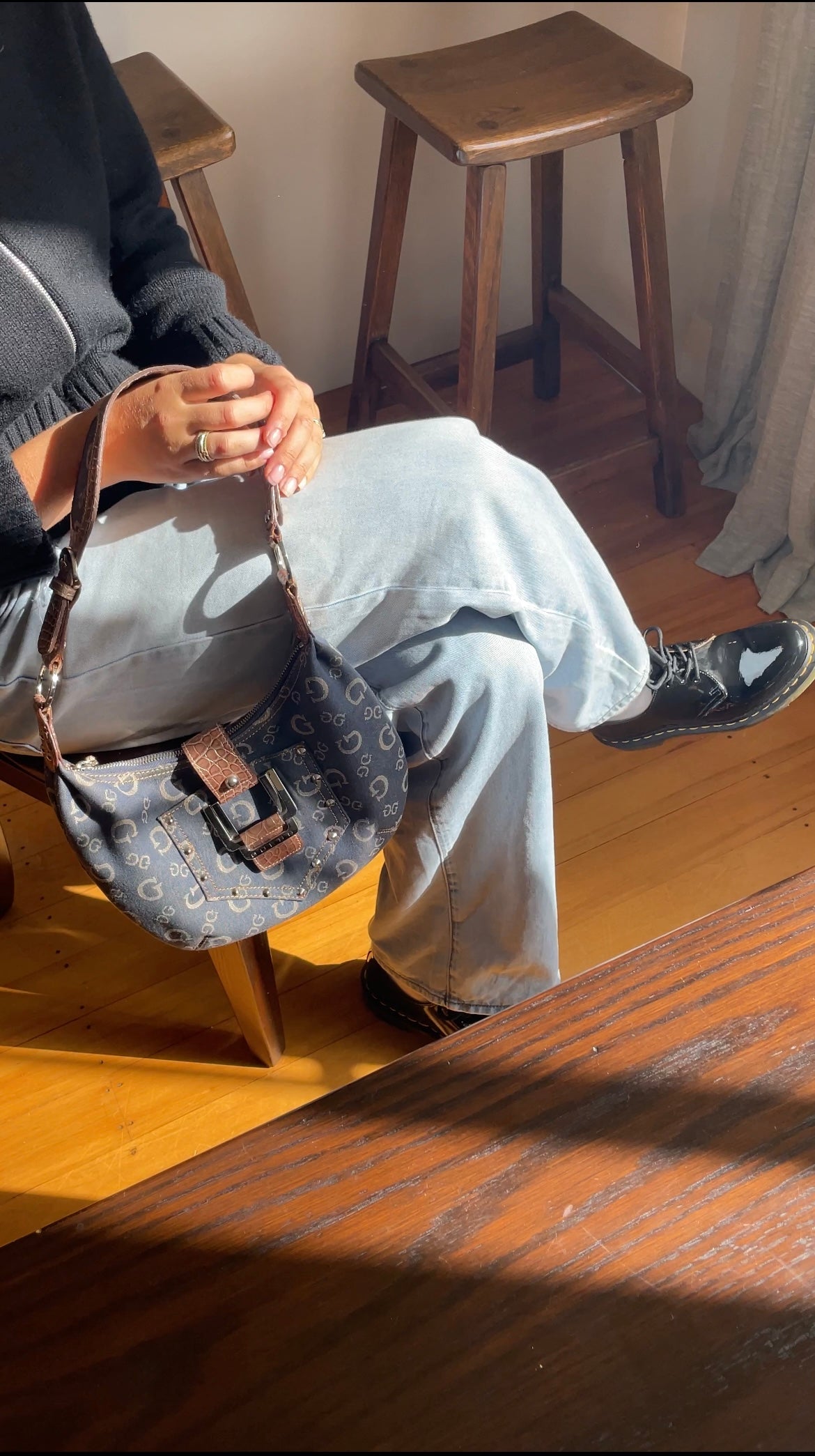 Guess Monogram Denim Bag