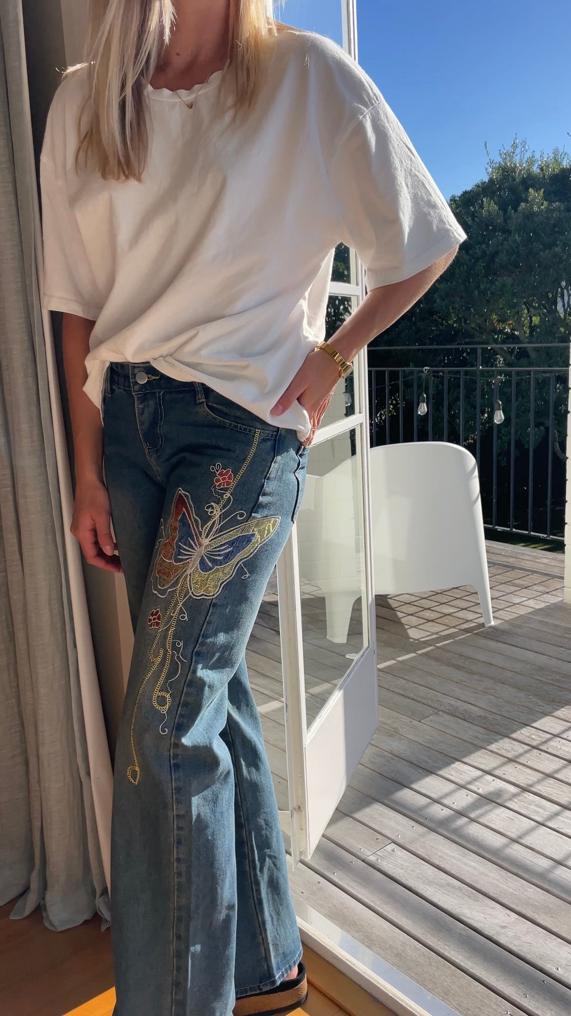 Butterfly Embroidered Jeans