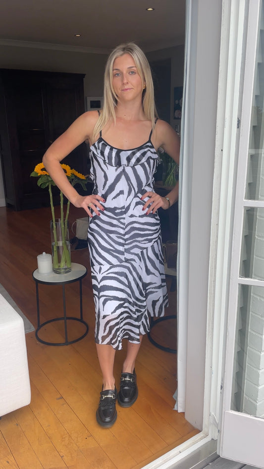 Zebra Y2K Layered Dress