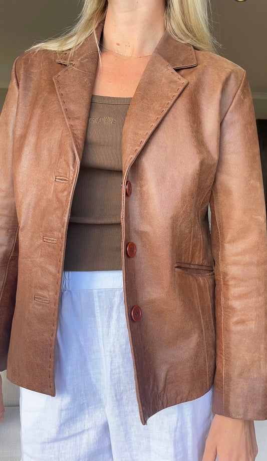 Brown Leather Blazer