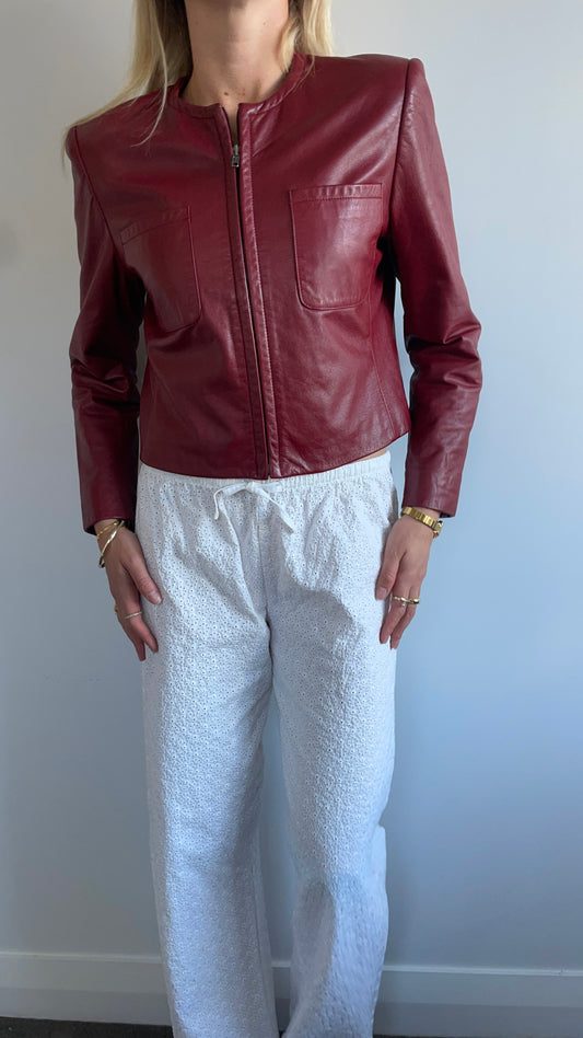 Jones NY Red Leather Jacket