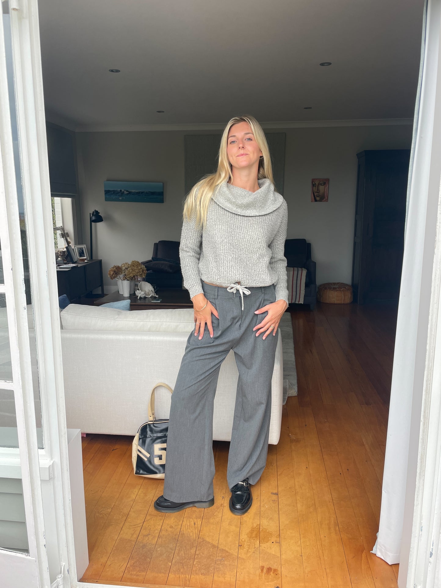 Grey Grunge Cropped Knit