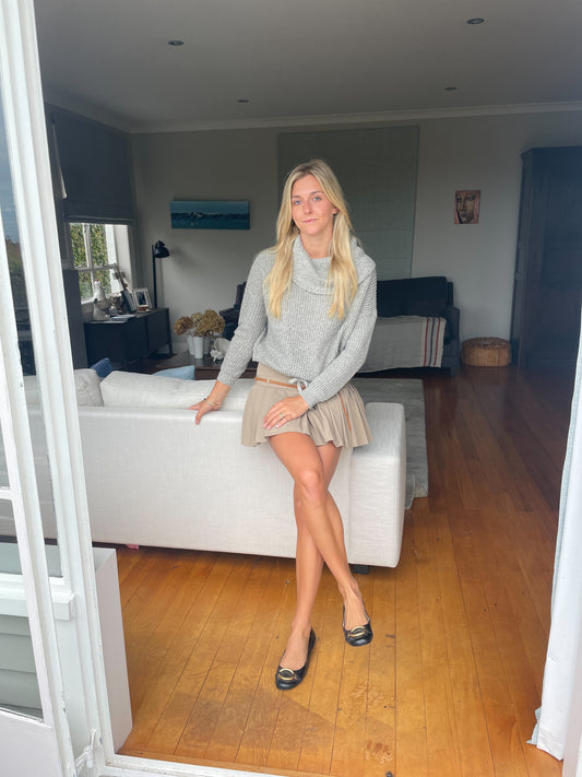 Grey Grunge Cropped Knit
