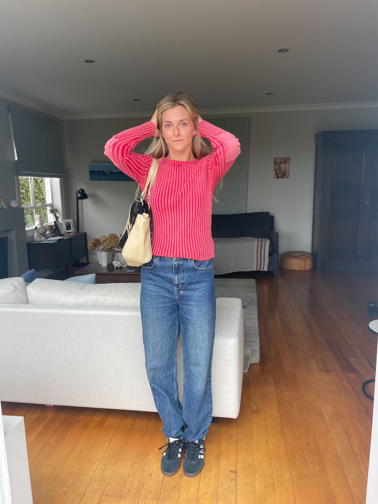 Washed Red Cable Knit