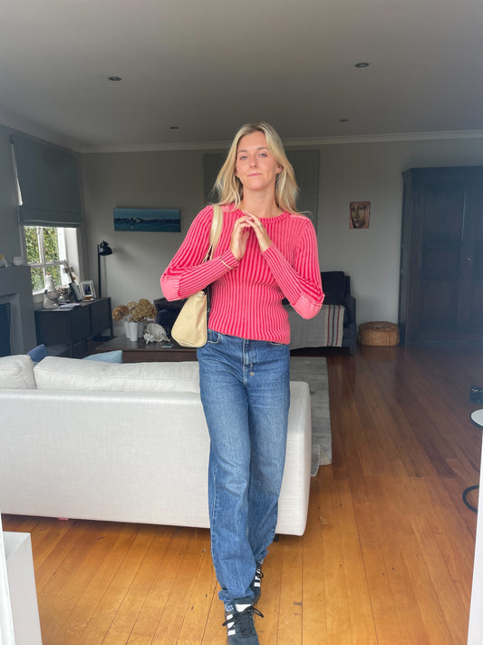 Washed Red Cable Knit