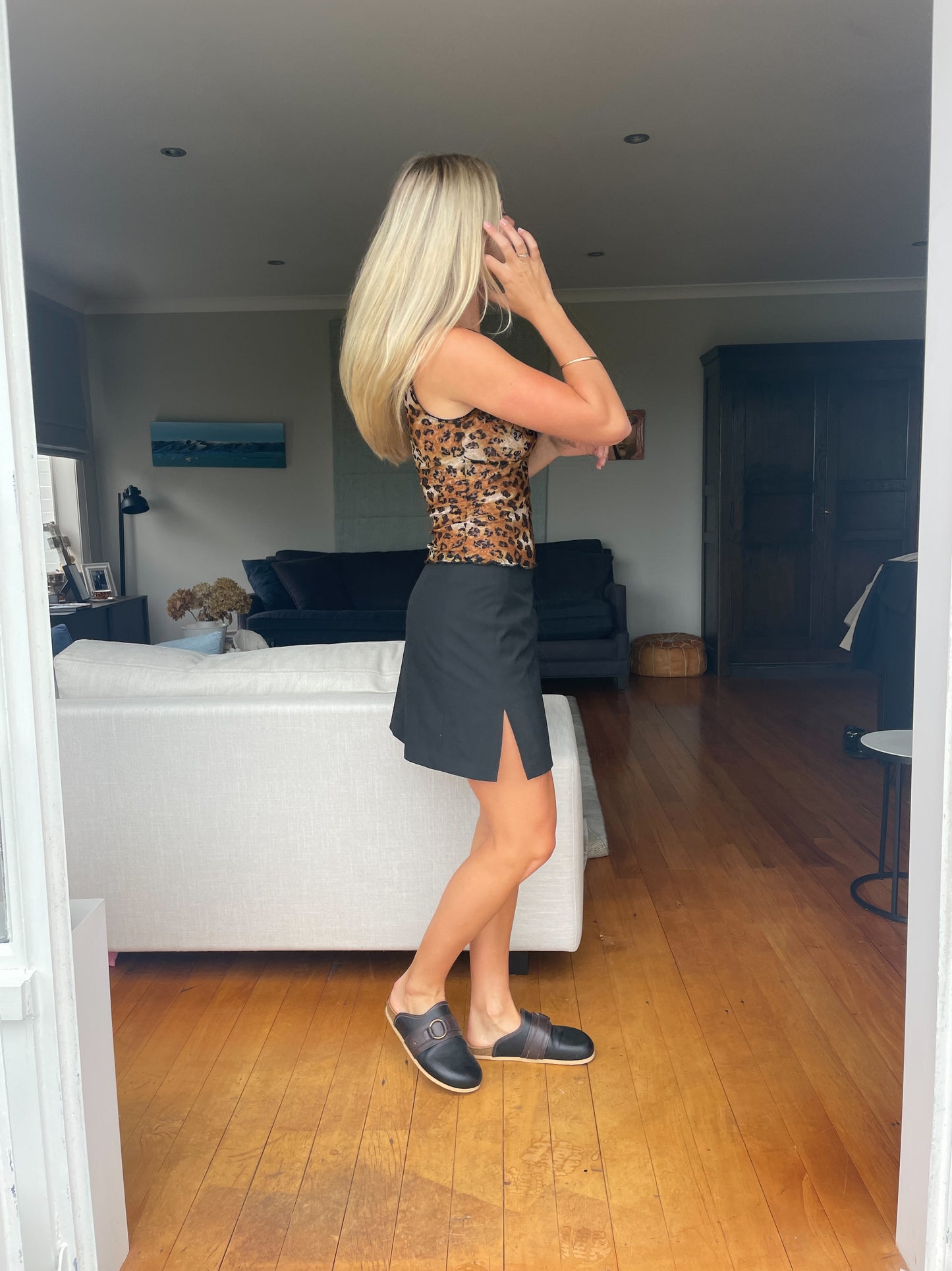 Leopard Mesh Top