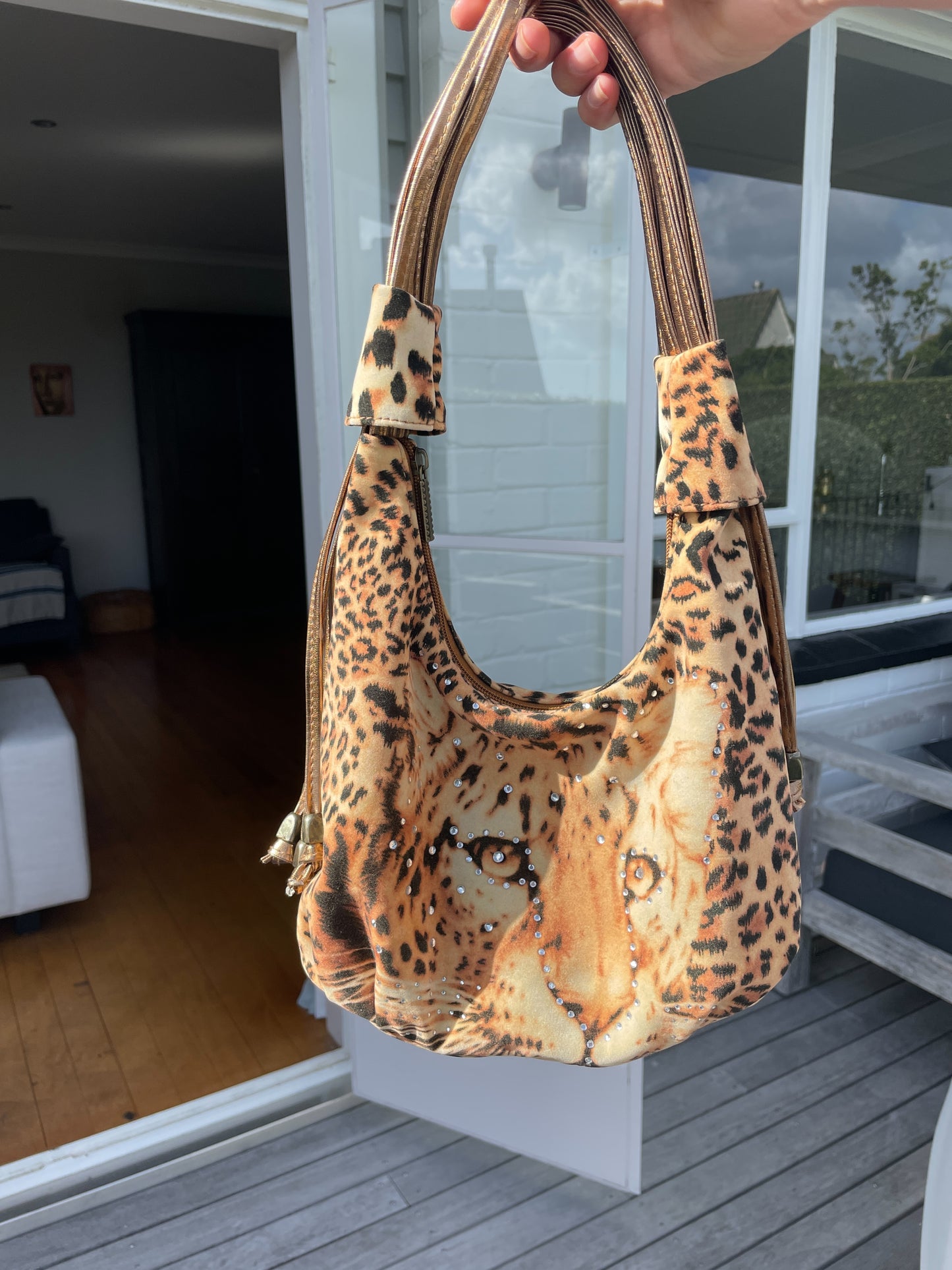 Leopard Diamante Bag