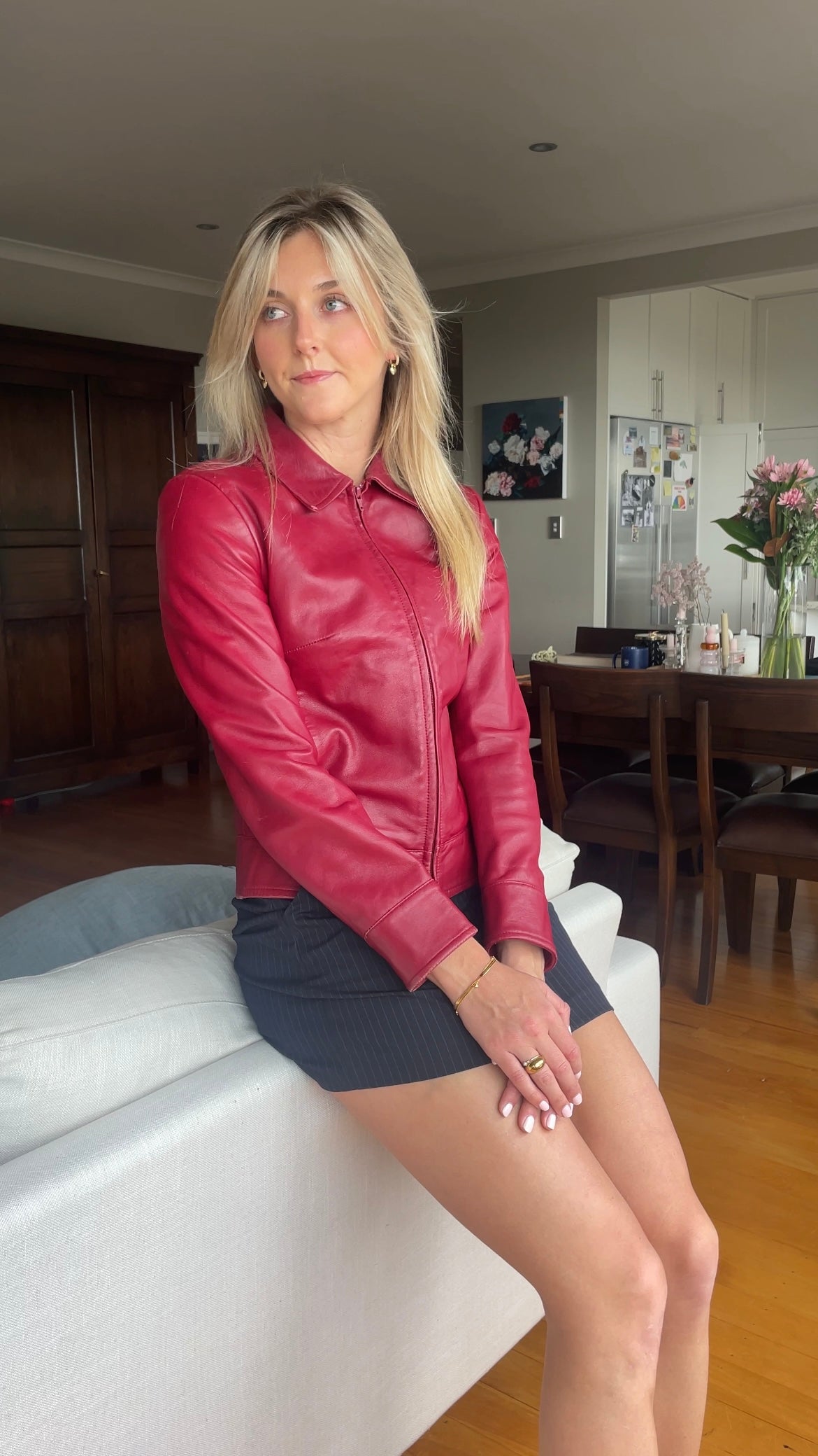 Sisley Red Leather Jacket