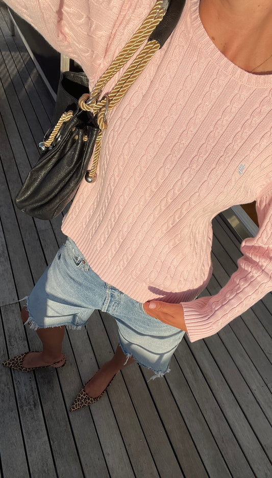 RL Pink Cable Knit Sweater