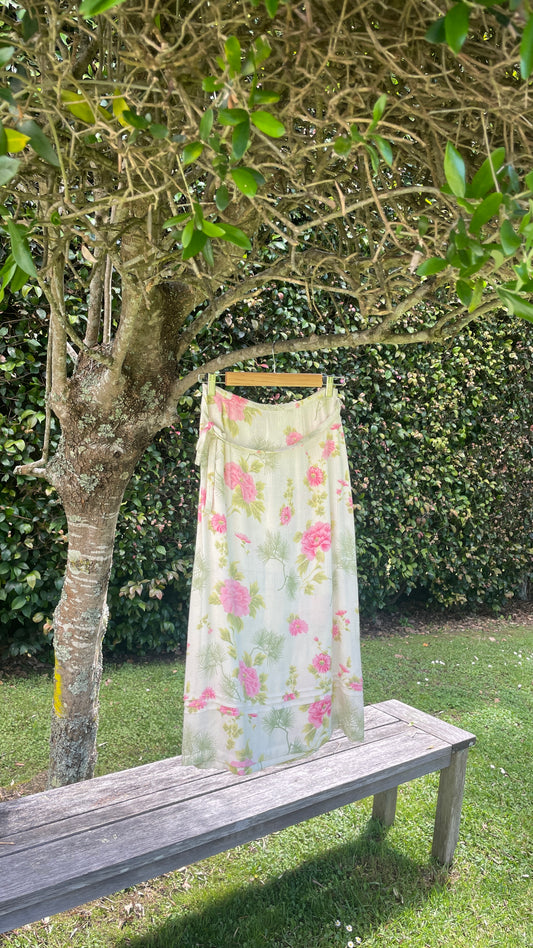 Floral Linen Wrap Skirt