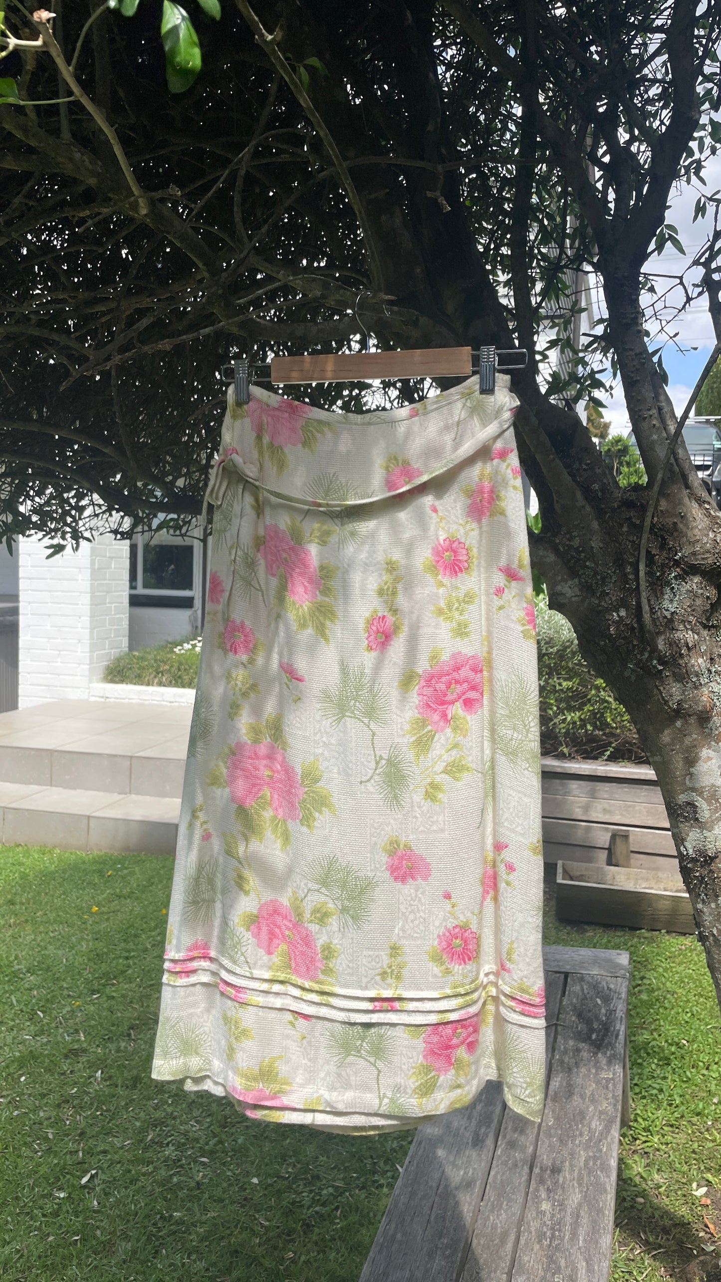 Floral Linen Wrap Skirt