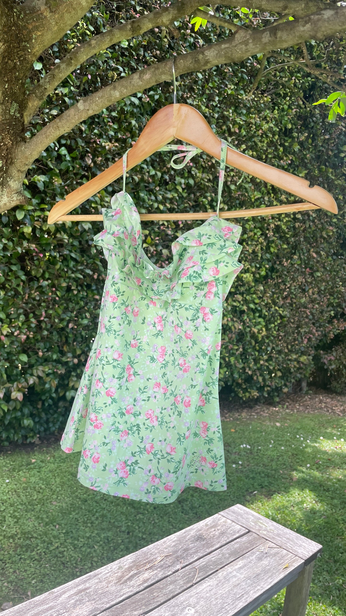 Blumarine Green & Pink Floral Top