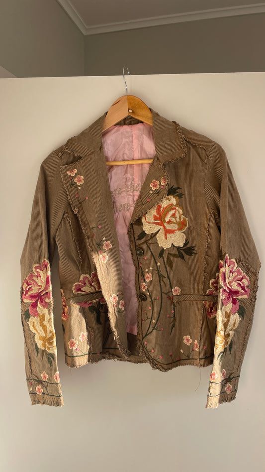 Floral Embroidered Cord Blazer