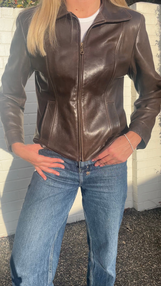 Fitted Brown Leather Jacket
