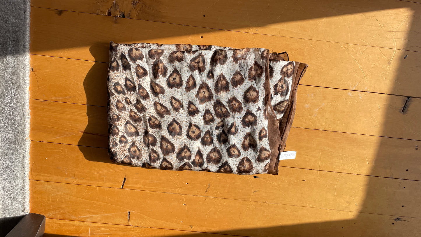 Moschino Leopard Heart Scarf