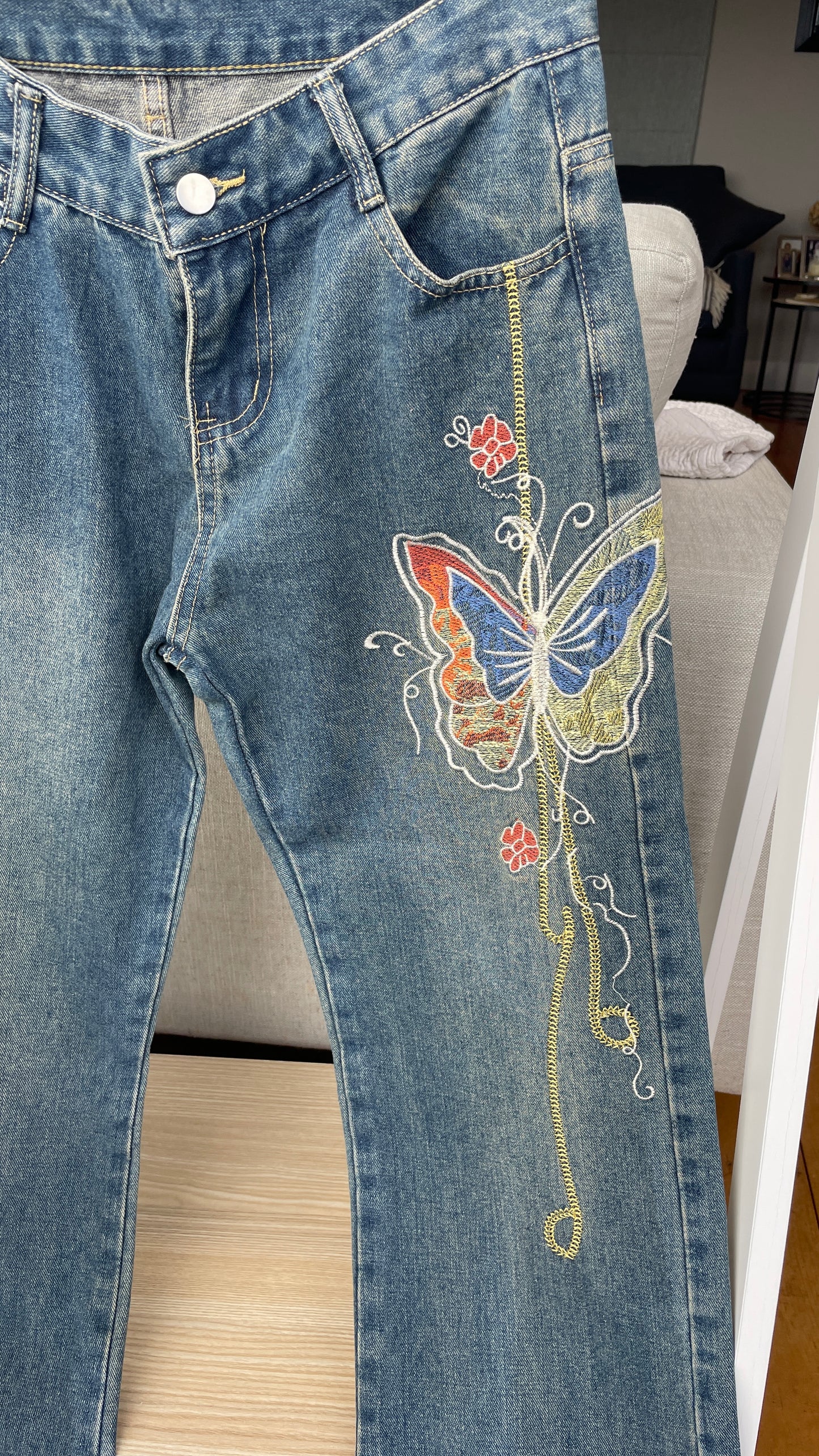 Butterfly Embroidered Jeans