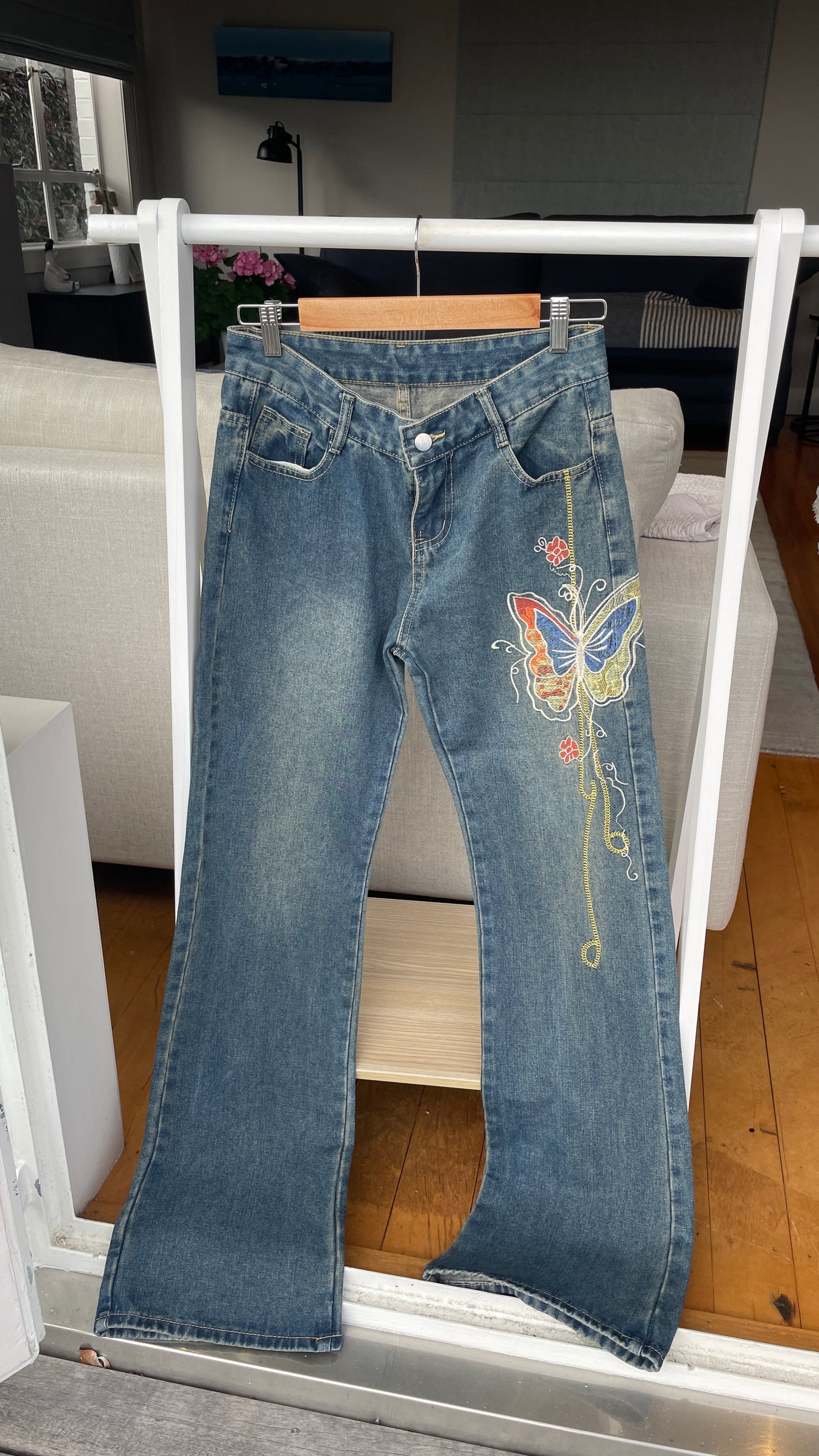 Butterfly Embroidered Jeans